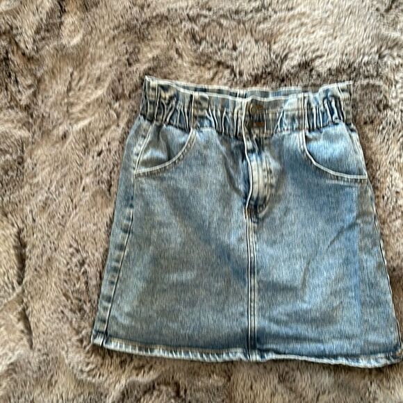 Wishlist Vintage brand paper bag waist denim zip micro mini skirt blue size Med - Picture 1 of 5
